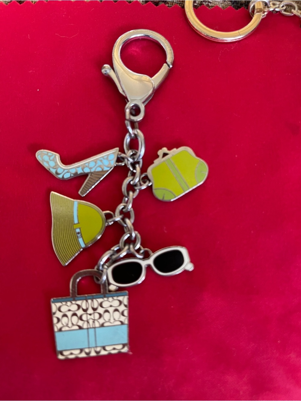 Vintage Coach Enamel Charm Keychain travel themed